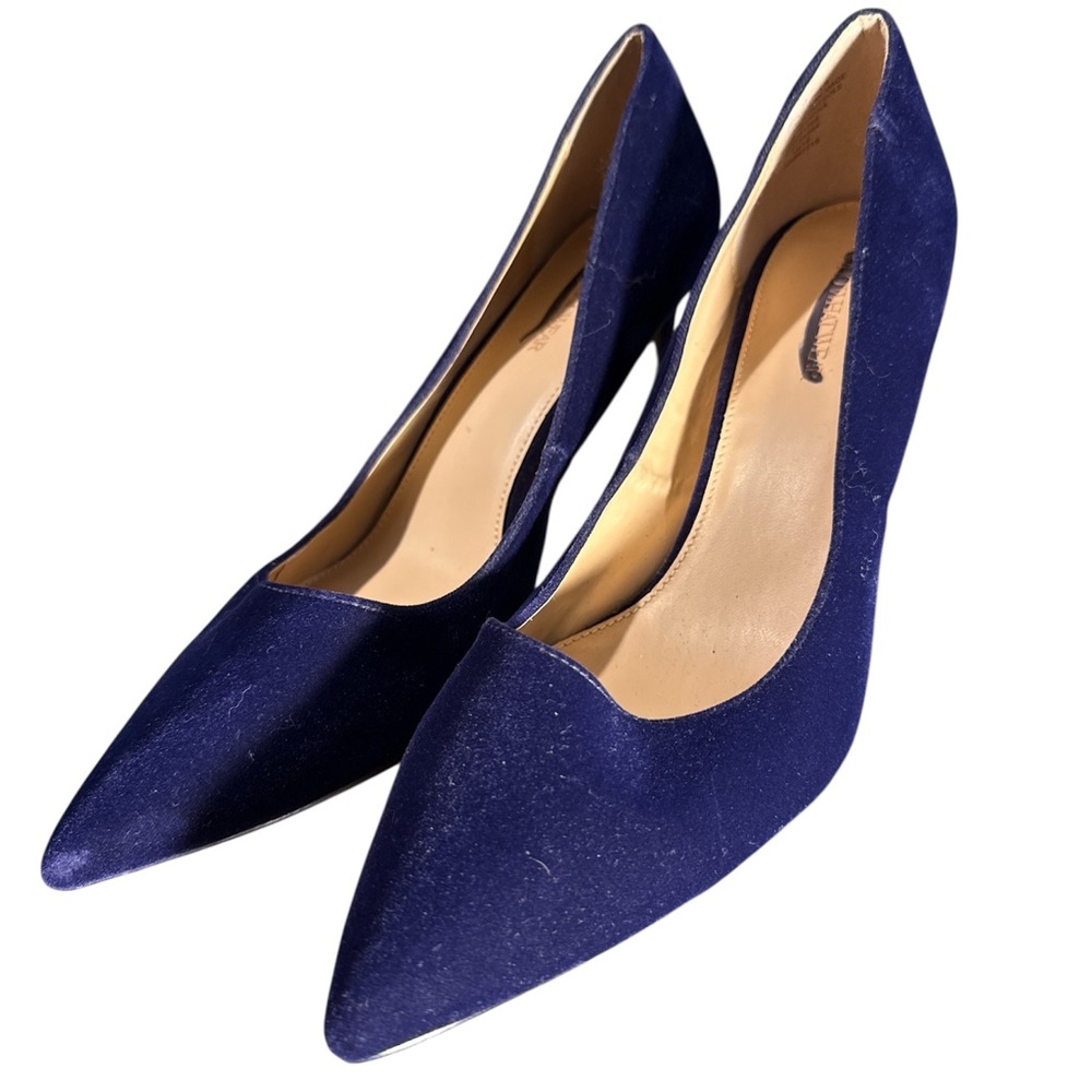 Who What Wear Brand Dark Blue Velvet Pumps High Heels Size 11